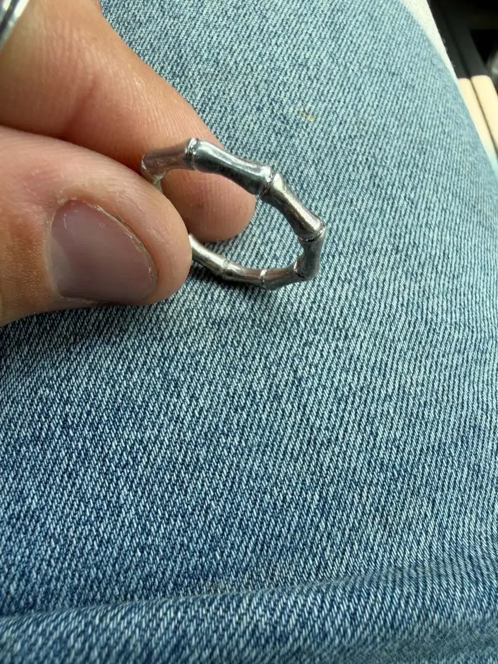 Sterling Silver 925 Bamboo Design Band Ring